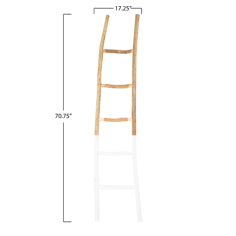 Hello Honey® 6ft. Natural & White Boho Wood Decorative Blanket Ladder