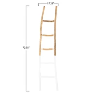Hello Honey® 6ft. Natural & White Boho Wood Decorative Blanket Ladder
