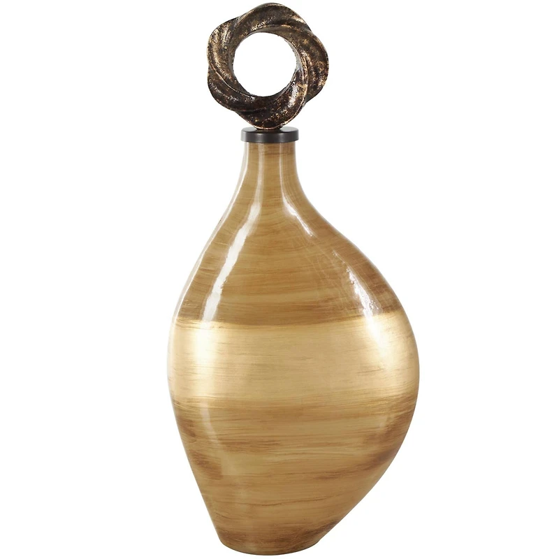 19" Light Brown, Gold & Bronze Glass Brushed Ombre Decorative Jars with Ring Top