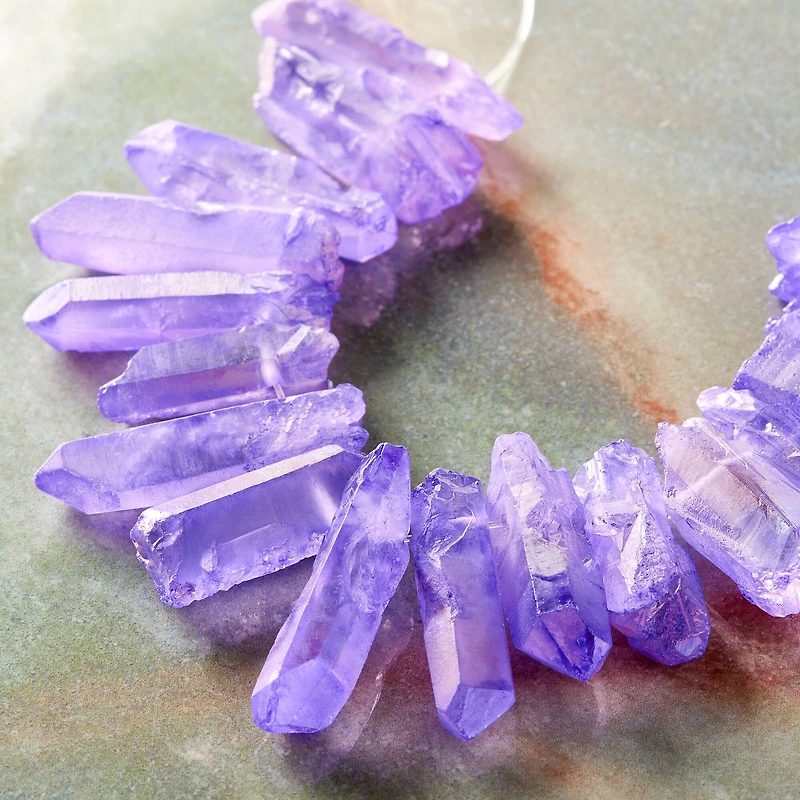 12 Pack: Lavender Aurora Borealis Crystal Stick Beads by Bead Landing™