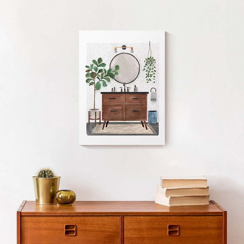 Midcentury Bathroom 12" x 16" Canvas Wall Art