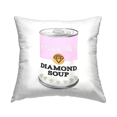 Stupell Industries Pink Condensed Soup Can Diamond Pop Fashion Glam Throw Pillow 18" x 18"