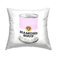 Stupell Industries Pink Condensed Soup Can Diamond Pop Fashion Glam Throw Pillow 18" x 18"