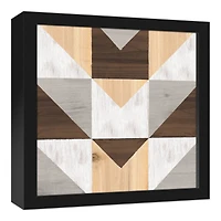 Geometric Wood Pattern Canvas Wall Art in Black Frame