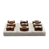 White & Gold Marble Tic-Tac-Toe Game Set