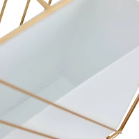 CosmoLiving by Cosmopolitan Set of 2 White Iron Contemporary Planter, 10" x 12" x 5"