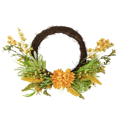 22" Peonies Artificial Fall Harvest Twig Wreath