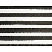 4" x 18ft. Faux Linen Wired Black & White Stripe Ribbon by Celebrate It™