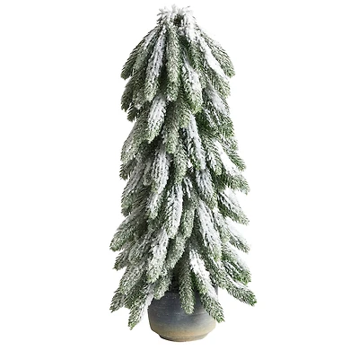 21" Unlit Flocked Artificial Christmas Tree in Decorative Planter