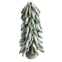 21" Unlit Flocked Artificial Christmas Tree in Decorative Planter