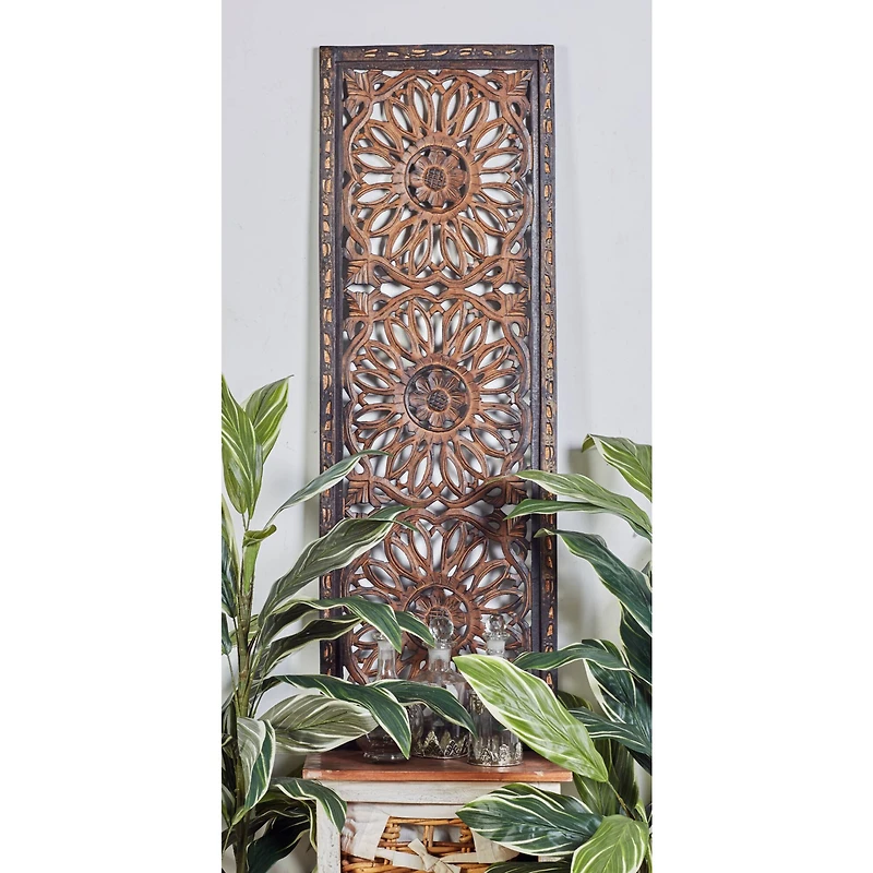 Set of 2 Brown Wood Traditional Wall Decor, 48" x 16"