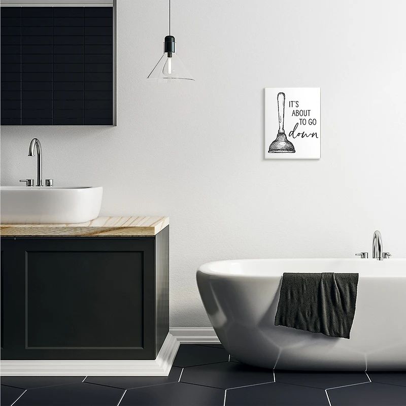 Stupell Industries About To Go Down Phrase Humor Toilet Plunger Wall Plaque