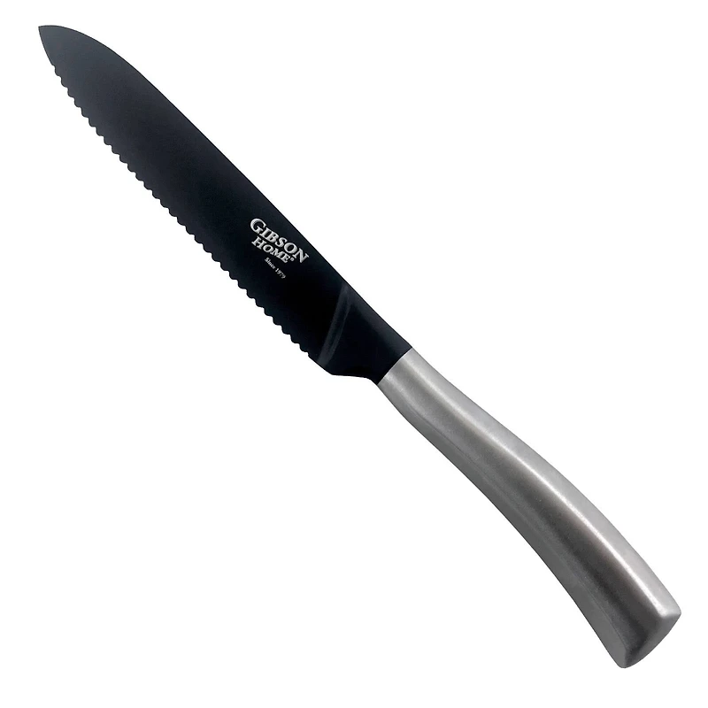 Gibson Home® Opus 5'' Stainless Steel Serrated Utility Knife With Black Blade