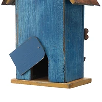 Glitzhome® 10.25" Retro Blue Distressed Flower Birdhouse