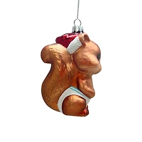 4.5" Copper Baby Squirrel in Santa Hat Glass Ornament by Ashland®