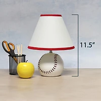 Simple Designs™ 11.5" Baseball Base Table Lamp and White Shade Red Trim