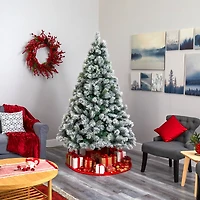 7ft. Pre-Lit Flocked Oregon Pine Artificial Christmas Tree, Clear LED Lights