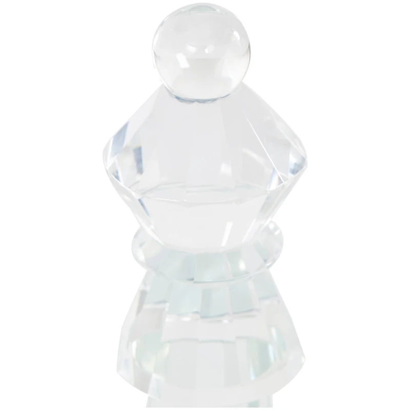 9.5" Clear Chess Oversized Bookends with Cut Crystal Designs Set