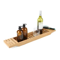 Mind Reader 27" Brown Bamboo Bathtub Caddy Organizer