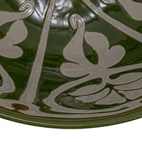 Hello Honey® 10.5" Green & Brown Hand-Painted Pattern Stoneware Serving Bowl