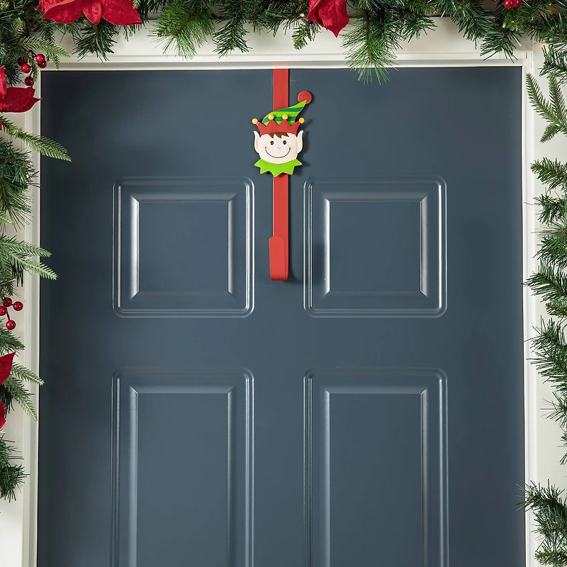 Glitzhome® 14" Christmas Metal Elf, Snowman & Santa Wreath Hanger Set