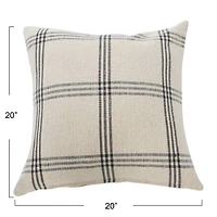 Hello Honey® 20'' Square Gray Plaid Cotton Pillow Cover