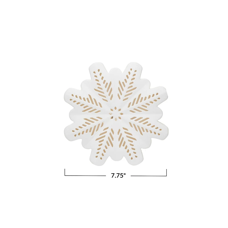 Hello Honey® 7.7" White LED Lighted Stoneware Bisque Snowflake Accent