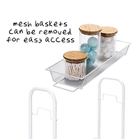 Honey Can Do White 3-Tier Mesh Narrow Rolling Cart