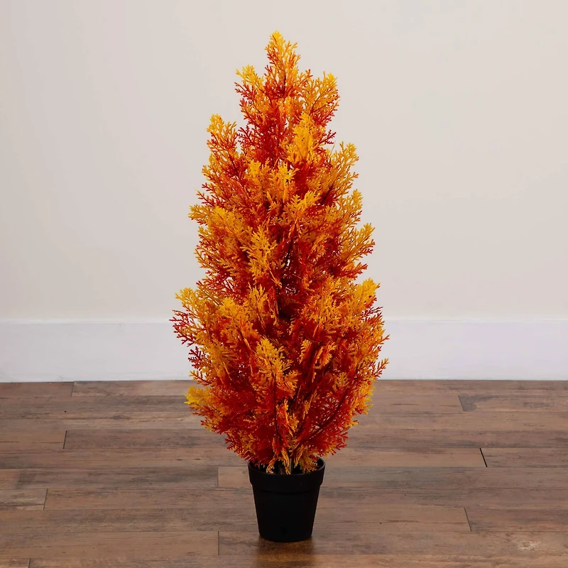 3ft. UV Resistant Autumn Artificial Fall Cedar Tree (Indoor/Outdoor)