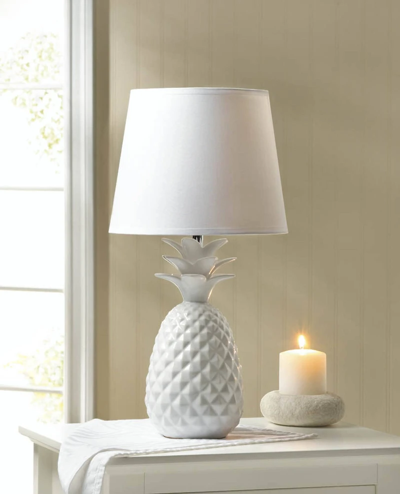 19.5" White Pineapple Table Lamp
