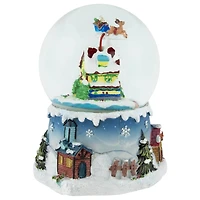 5.5" Santa Claus on Sleigh with Snowy Village Rotating Musical Water Globe