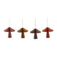 Hello Honey® 4 Pack 5" Mushroom Paper Honeycomb Ornaments