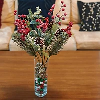 19" Iced Red Berry, Pine & Eucalyptus Deluxe Bush by Ashland®