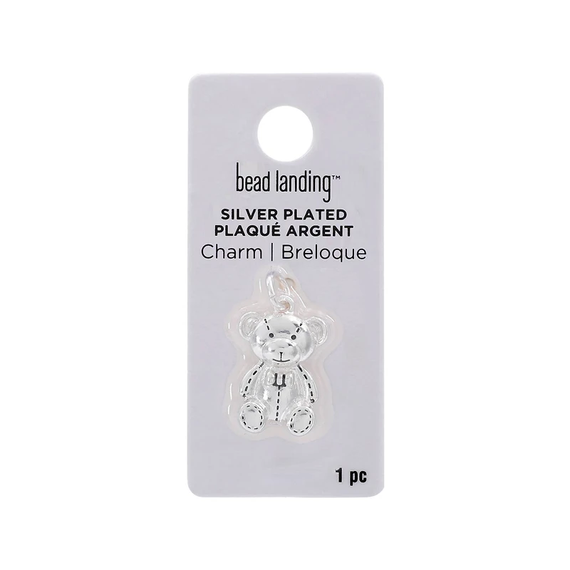 Silver Plated Teddy Bear Charm by Bead Landing™