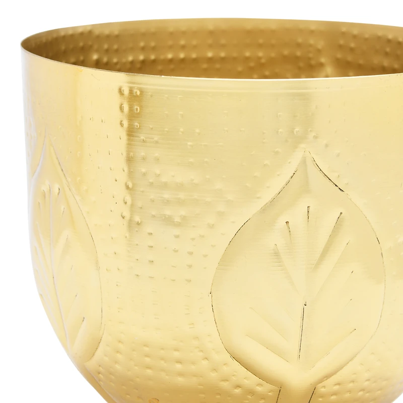 Hello Honey® Antique Gold Debossed Metal Planter Set