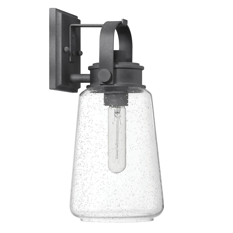 Hello Honey® Gage Distressed Zinc Industrial Tapered Seedy Glass & Metal Wall Mounted Outdoor Light