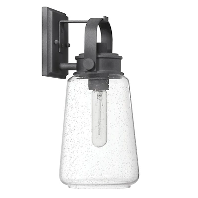 Hello Honey® Gage Distressed Zinc Industrial Tapered Seedy Glass & Metal Wall Mounted Outdoor Light