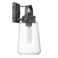 Hello Honey® Gage Distressed Zinc Industrial Tapered Seedy Glass & Metal Wall Mounted Outdoor Light