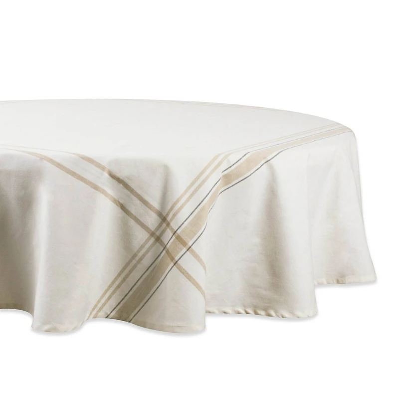DII® 70" Round White Chambray French Stripe Tablecloth