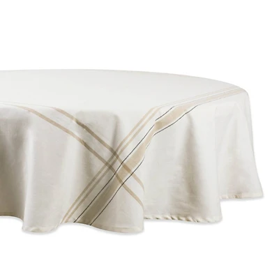 DII® 70" Round White Chambray French Stripe Tablecloth