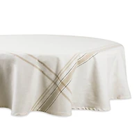 DII® 70" Round White Chambray French Stripe Tablecloth