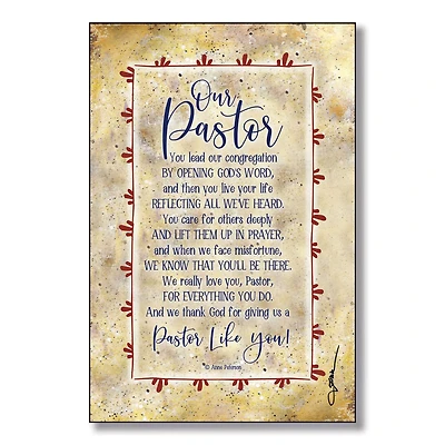 Our Pastor Plaque with Easel & Hanger