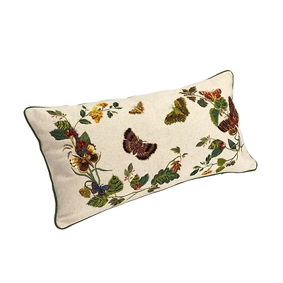 Hello Honey® Multicolor Embroidered Butterflies & Flowers Lumbar Pillow