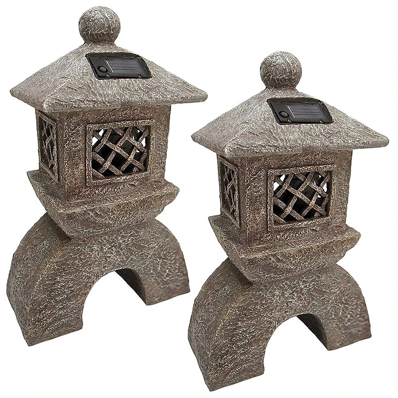 Design Toscano 16.5" Japanese Pagoda Illuminated Lantern Statues, 2ct.