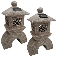 Design Toscano 16.5" Japanese Pagoda Illuminated Lantern Statues, 2ct.
