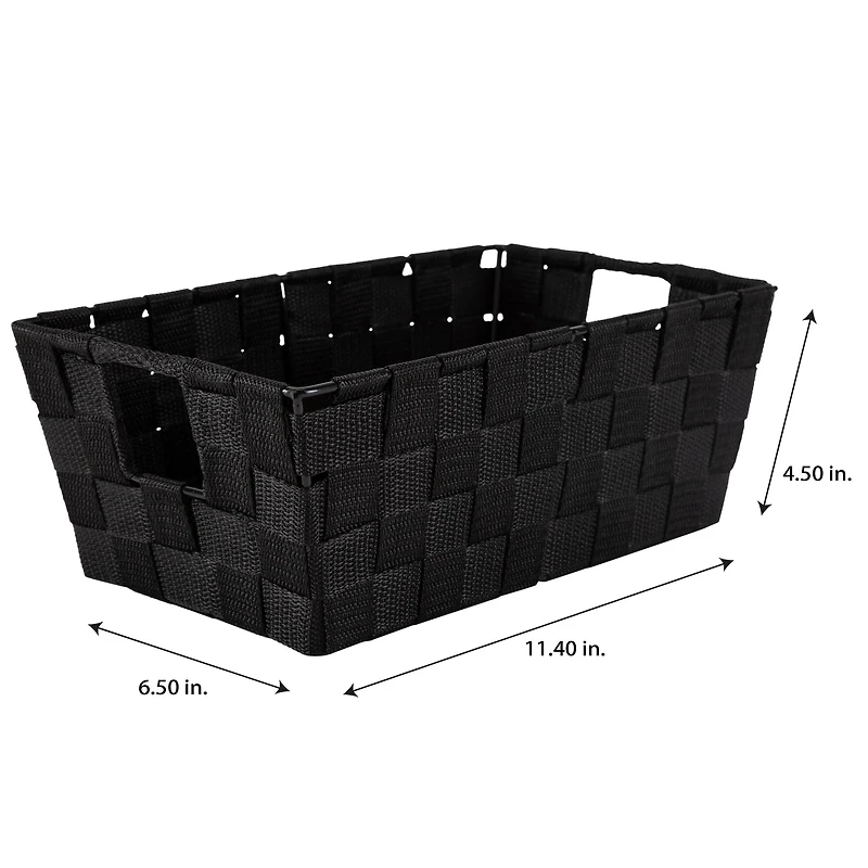 Simplify Small Black Woven Storage Shelf Baskets, 2ct.