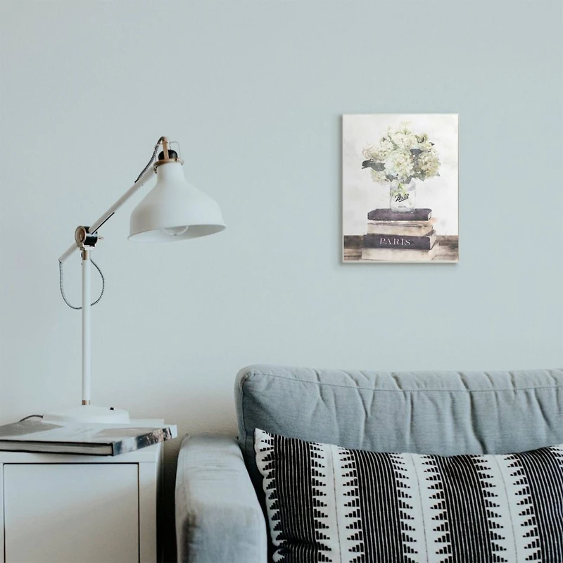 Stupell Industries White Florals on Parisian Bookstack Wall Plaque