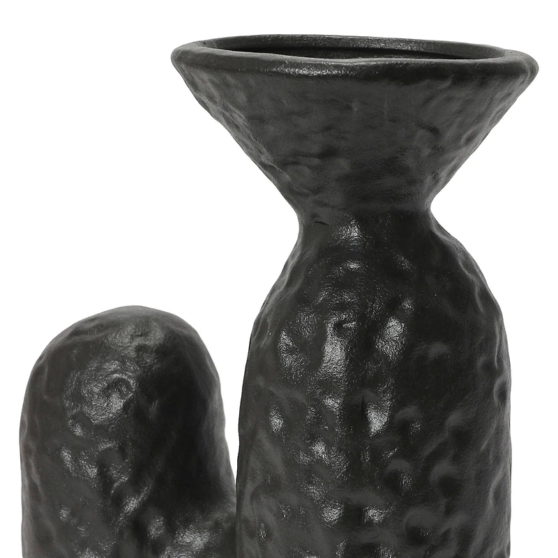 Hello Honey® 8" Matte Black Textured Stoneware Sculptural Vase