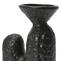 Hello Honey® 8" Matte Black Textured Stoneware Sculptural Vase
