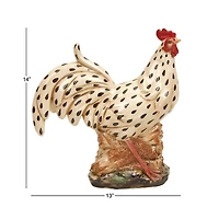 14" Beige Ceramic Farmhouse Rooster Garden Sculpture